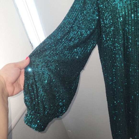 Eloquii Mock Neck Sequin Dress with Puff Sleeves Size 16 (NWT) - Picture 6 of 11